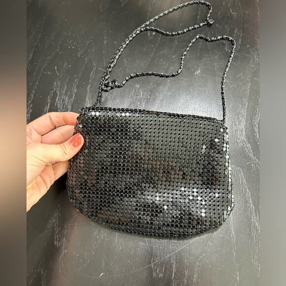 black chain metal mesh link cord body or clutch- VTG mesh- disco date night - Picture 3 of 8
